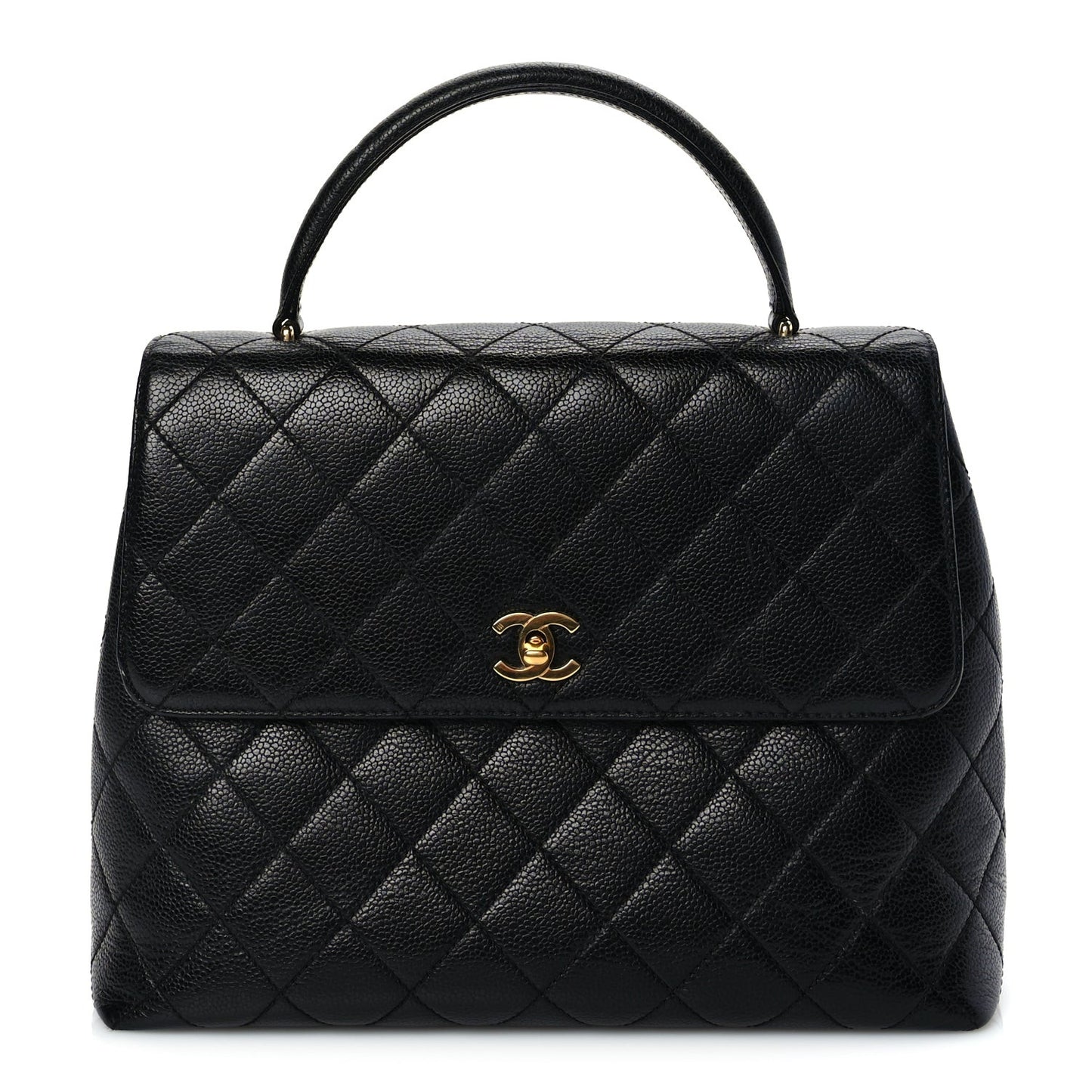 Caviar Quilted Jumbo Kelly Flap Black