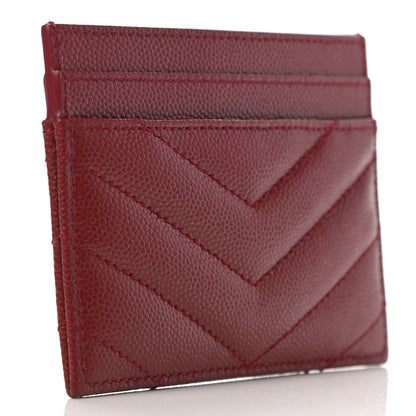 Saint Laurent Grain De Poudre Matelasse Chevron Monogram Credit Card Case Opyum Red 3 of 7