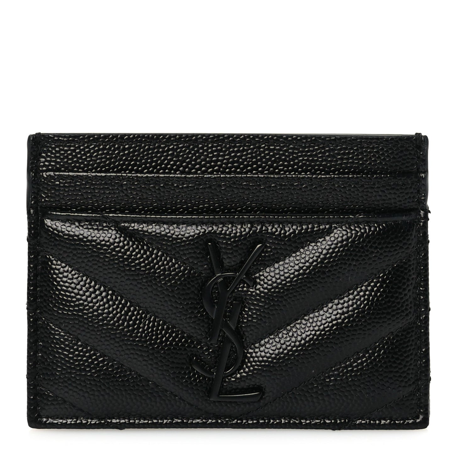 Grain De Poudre Matelasse Chevron Monochrome Monogram Credit Card Case Black