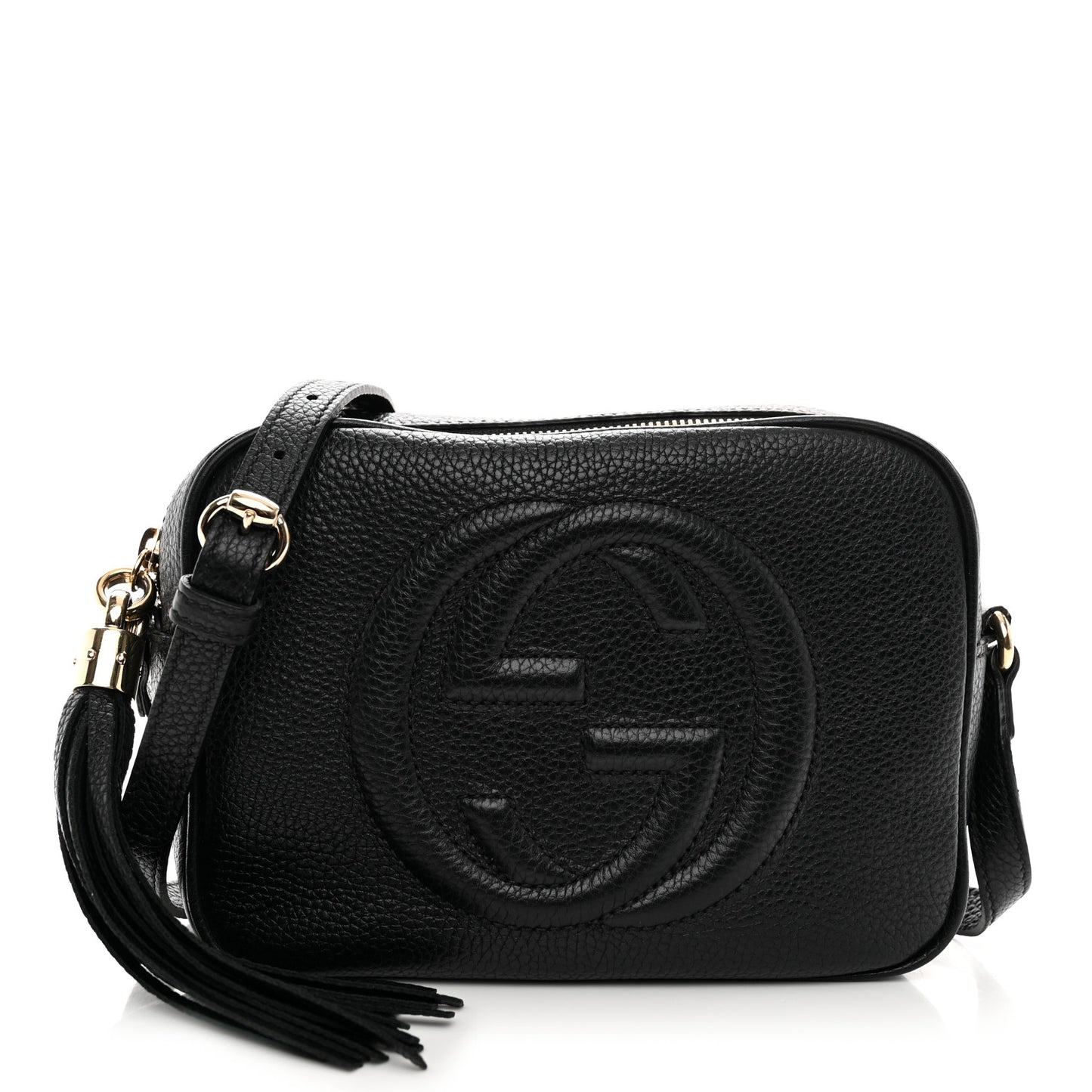 Pebbled Calfskin Small Soho Disco Bag Black
