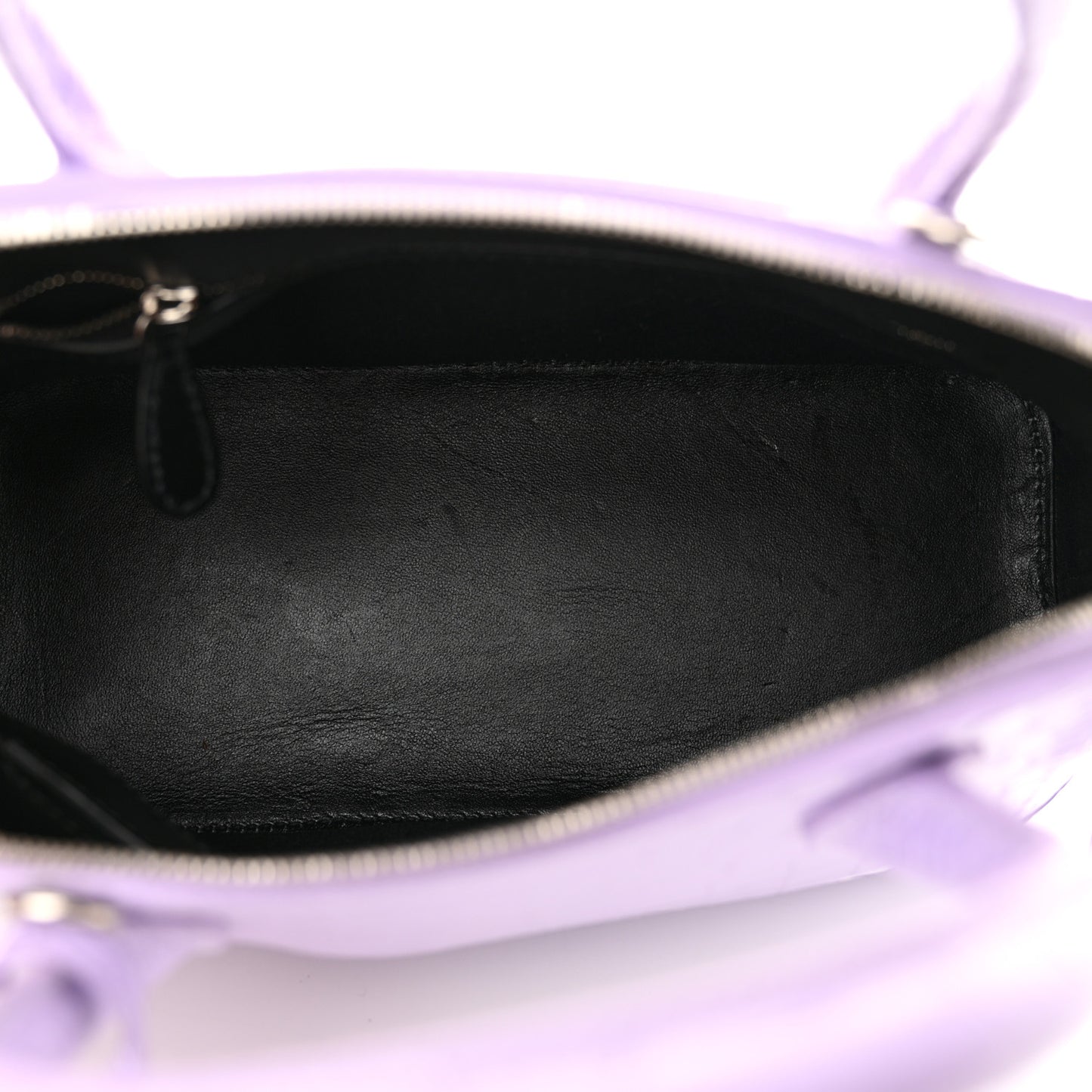 Shiny Calfskin Logo Crocodile Embossed S Ville Top Handle Bag Lilac White