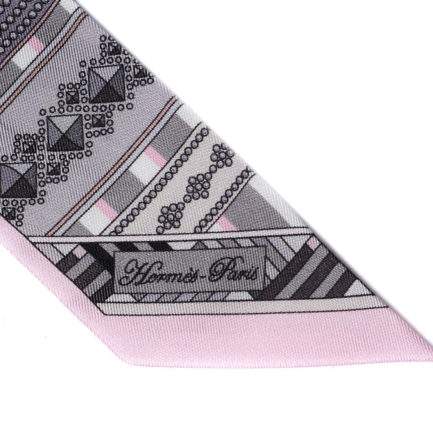 Hermes Silk Colliers de Chiens Twilly Rose Pale Gris Beige 3 of 6