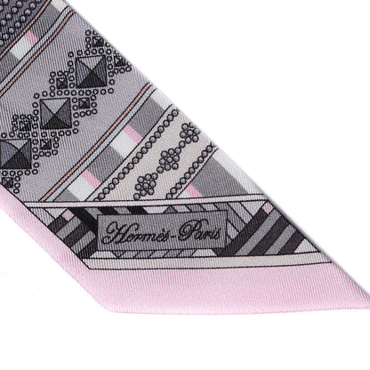 Hermes Silk Colliers de Chiens Twilly Rose Pale Gris Beige 3 of 6