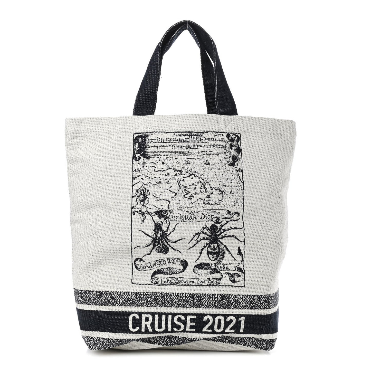 Canvas Print Cruise Tote Ivory Black