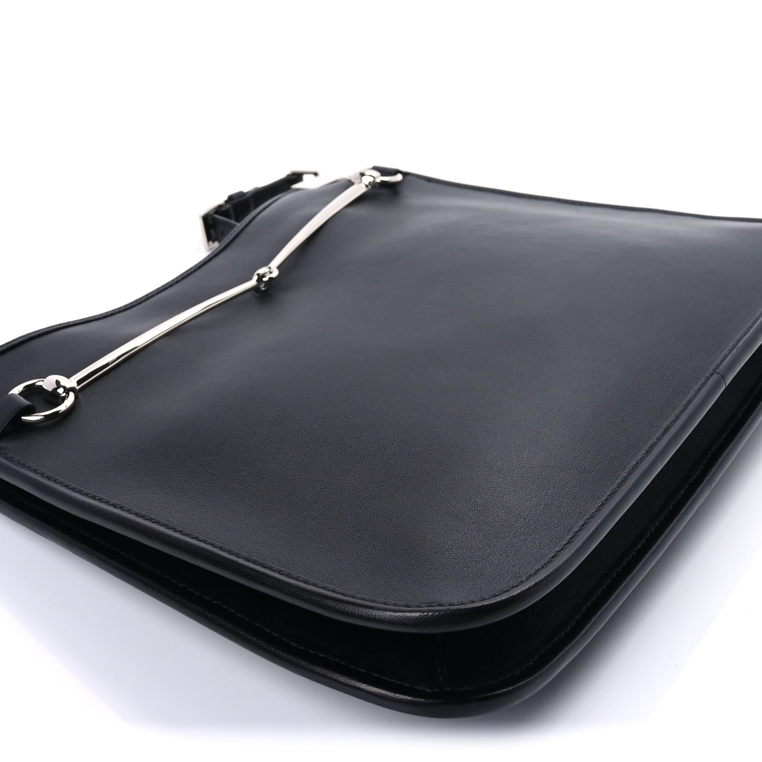Gucci Calfskin Horsebit Slim Shoulder Bag  Black 7 of 8