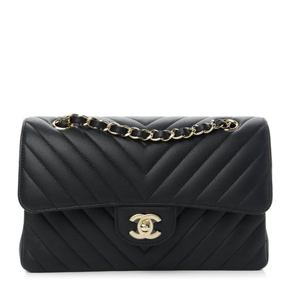 Chanel Caviar Chevron Quilted Small Double Flap Black 1 of 10