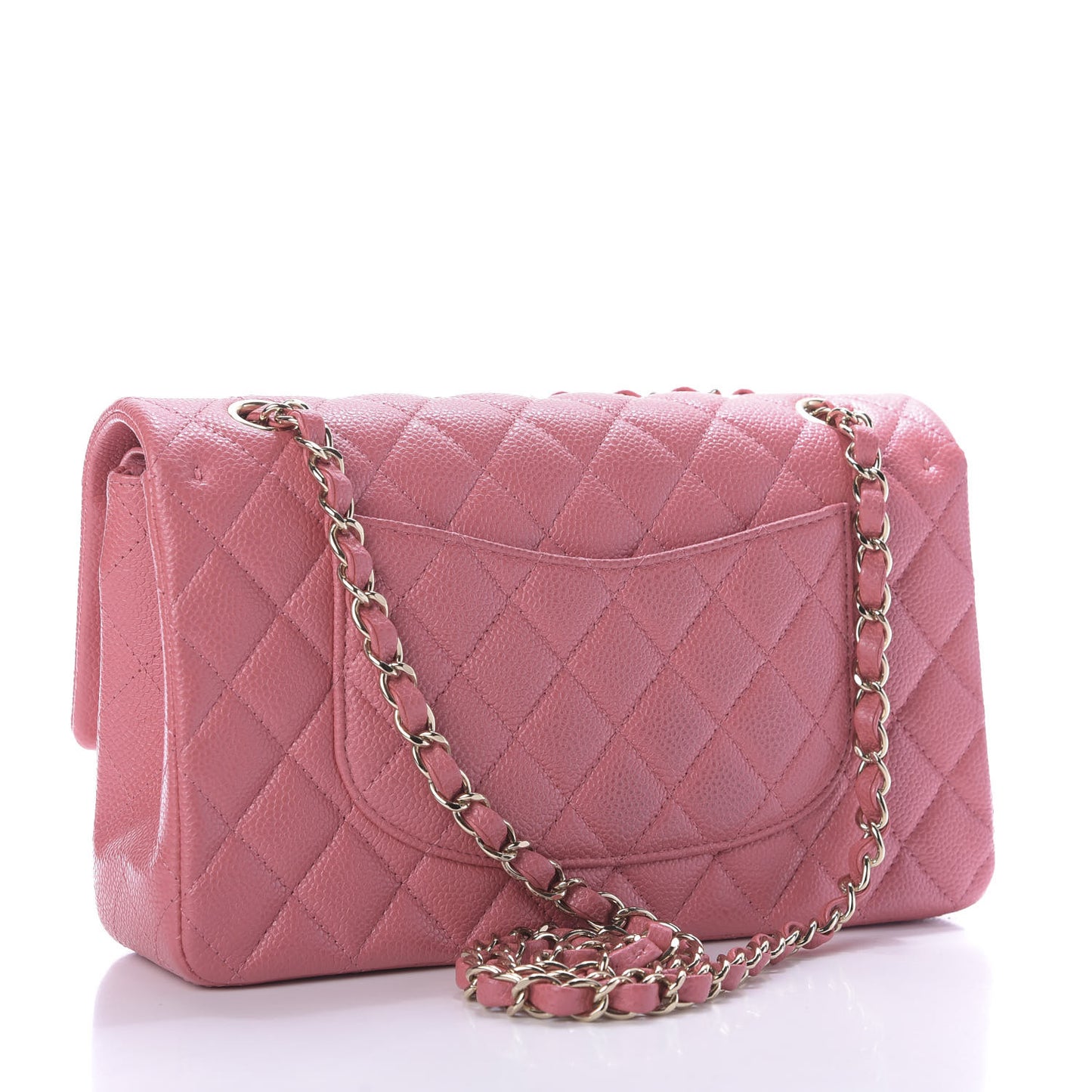 Caviar Quilted Medium Double Flap Pink