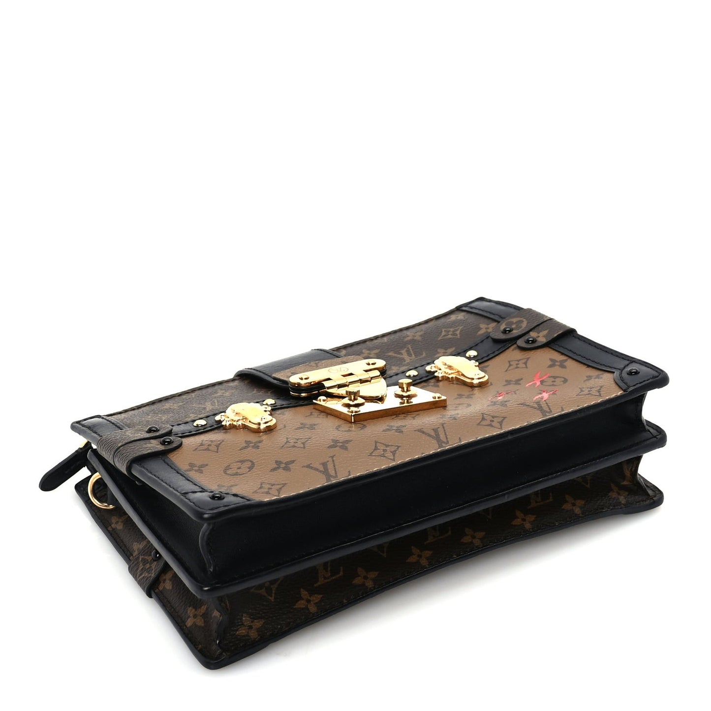 Reverse Monogram Trunk Clutch Black