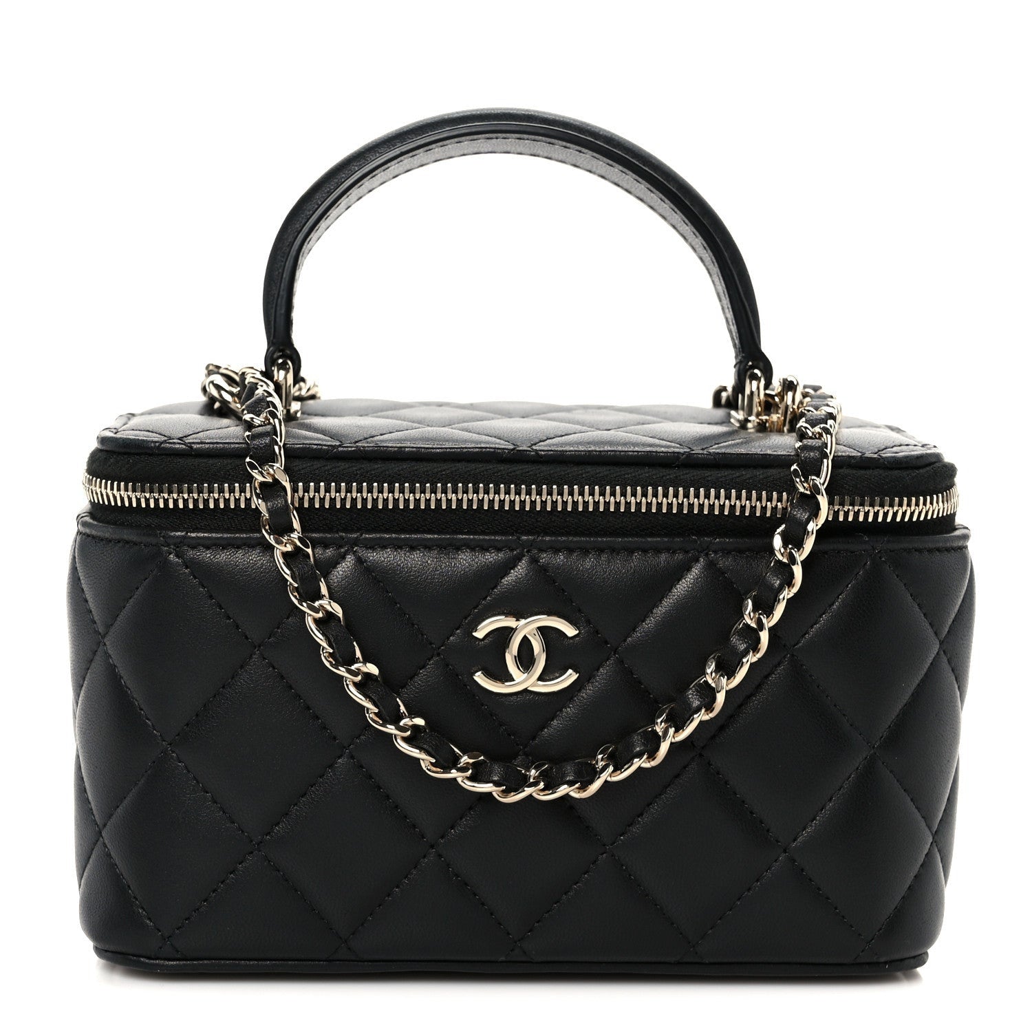 Chanel Lambskin Quilted Small Top Handle Vanity Case With Chain Black 1 of 1