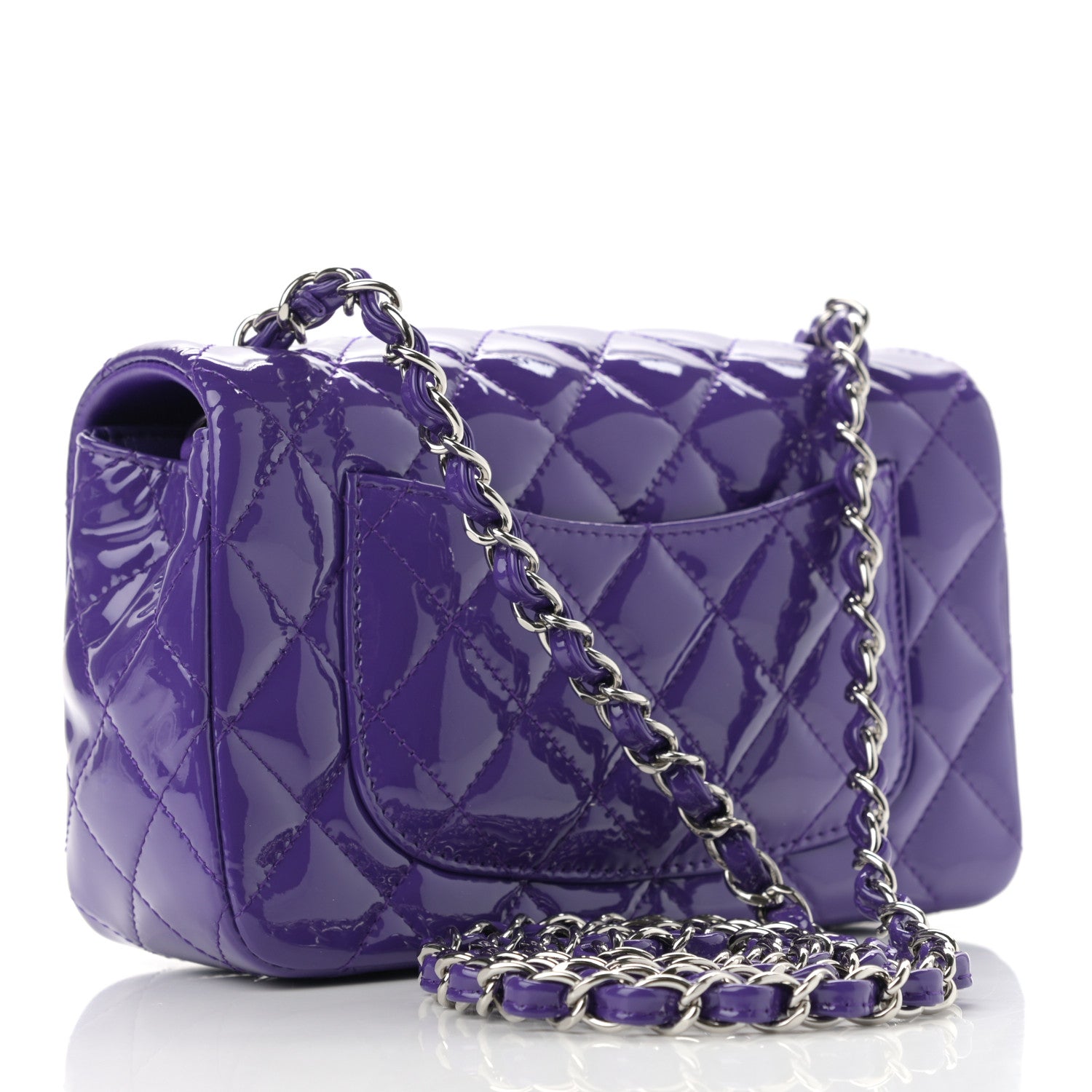 Chanel Patent Quilted Mini Rectangular Flap Purple 3 of 13