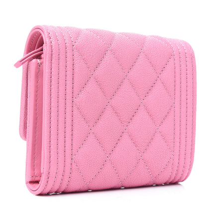 Chanel Caviar Quilted Compact Boy Wallet Light Pink 2 of 3