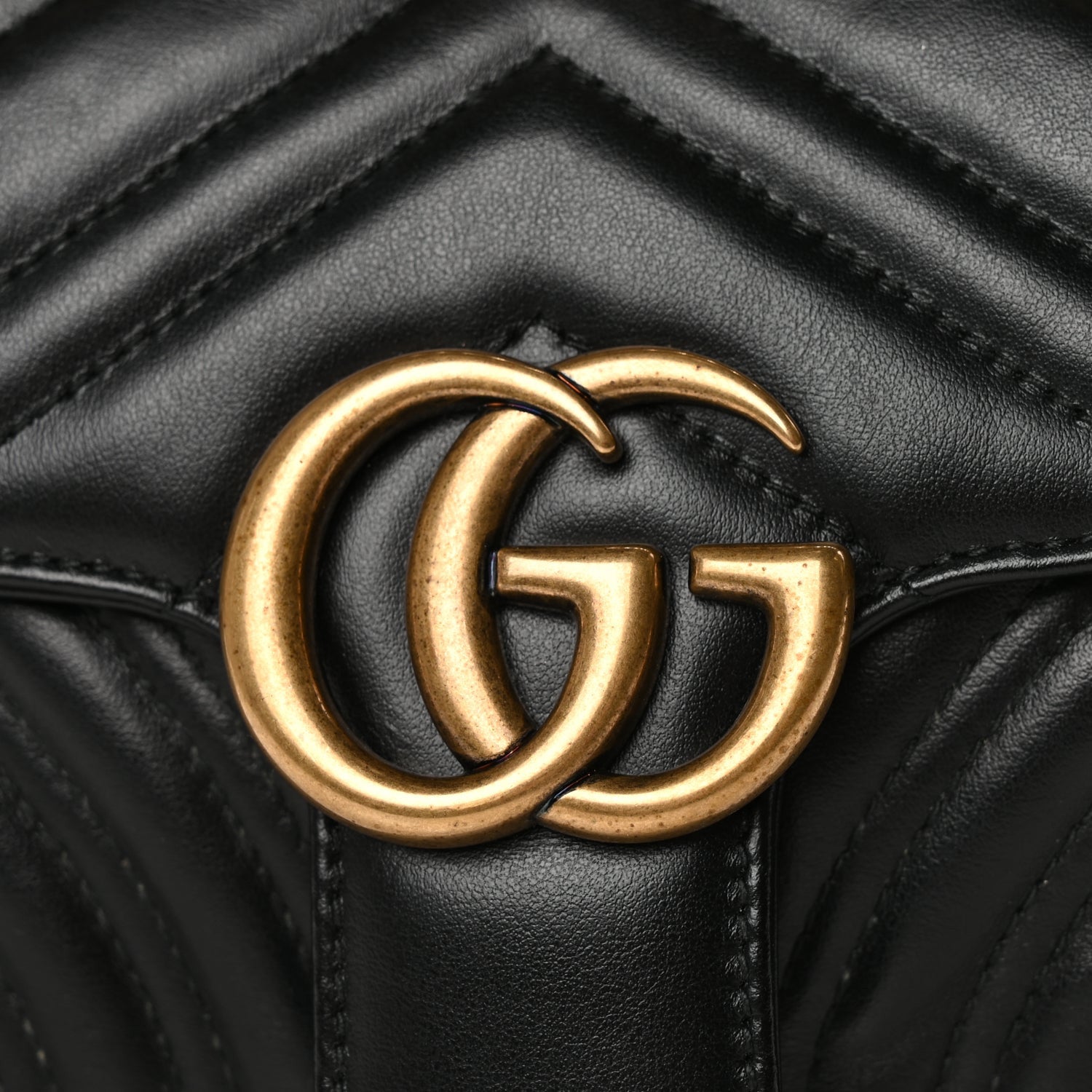 Gucci Calfskin Matelasse Mini GG Marmont Shoulder Bag Black 7 of 9