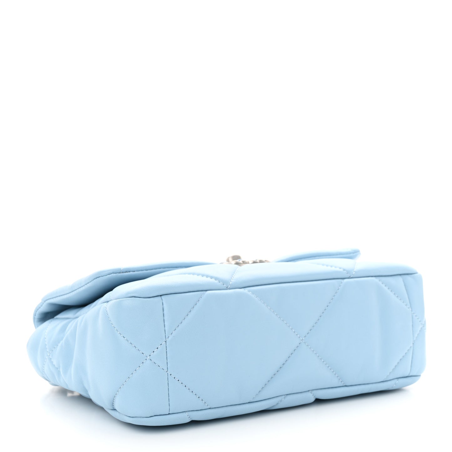 Shiny Lambskin Quilted Medium Chanel 19 Flap Light Blue