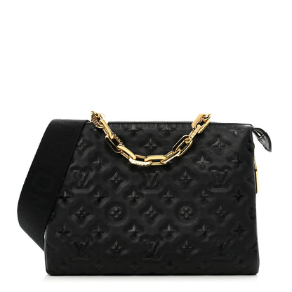 Louis Vuitton Lambskin Embossed Monogram Coussin PM Black 1 of 10