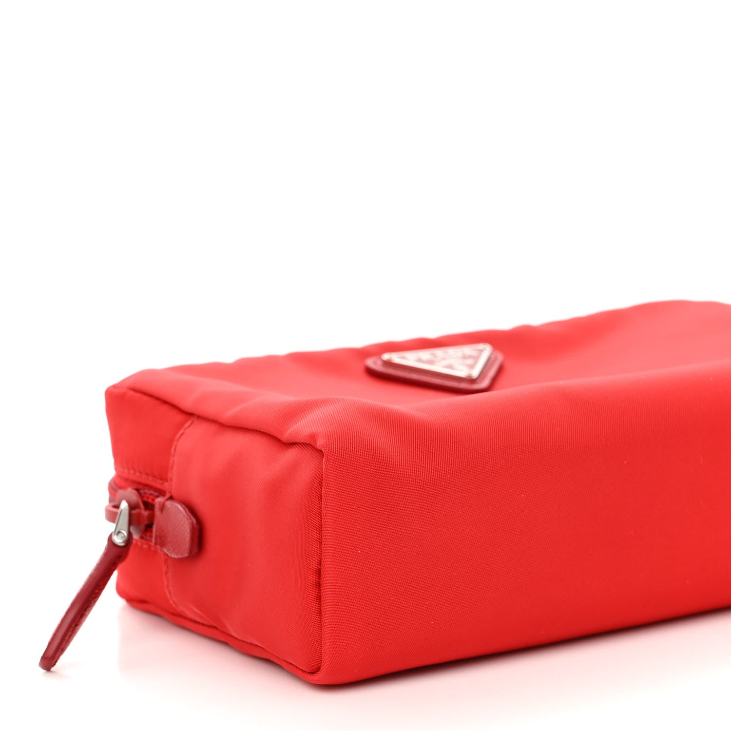 Prada Tessuto Nylon Vela Saffiano Necessaire Wristlet Pouch Rosso 9 of 10