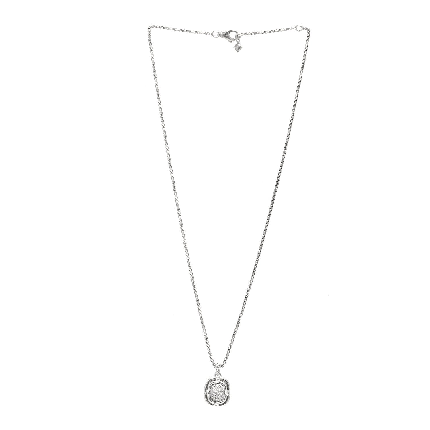 David Yurman Sterling Silver Diamond 10mm Labyrinth Pendant Necklace 3 of 6