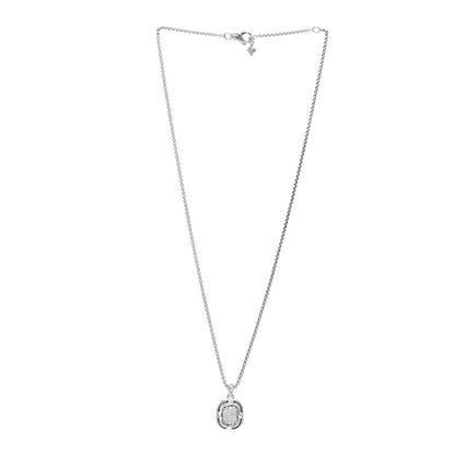 David Yurman Sterling Silver Diamond 10mm Labyrinth Pendant Necklace 3 of 6