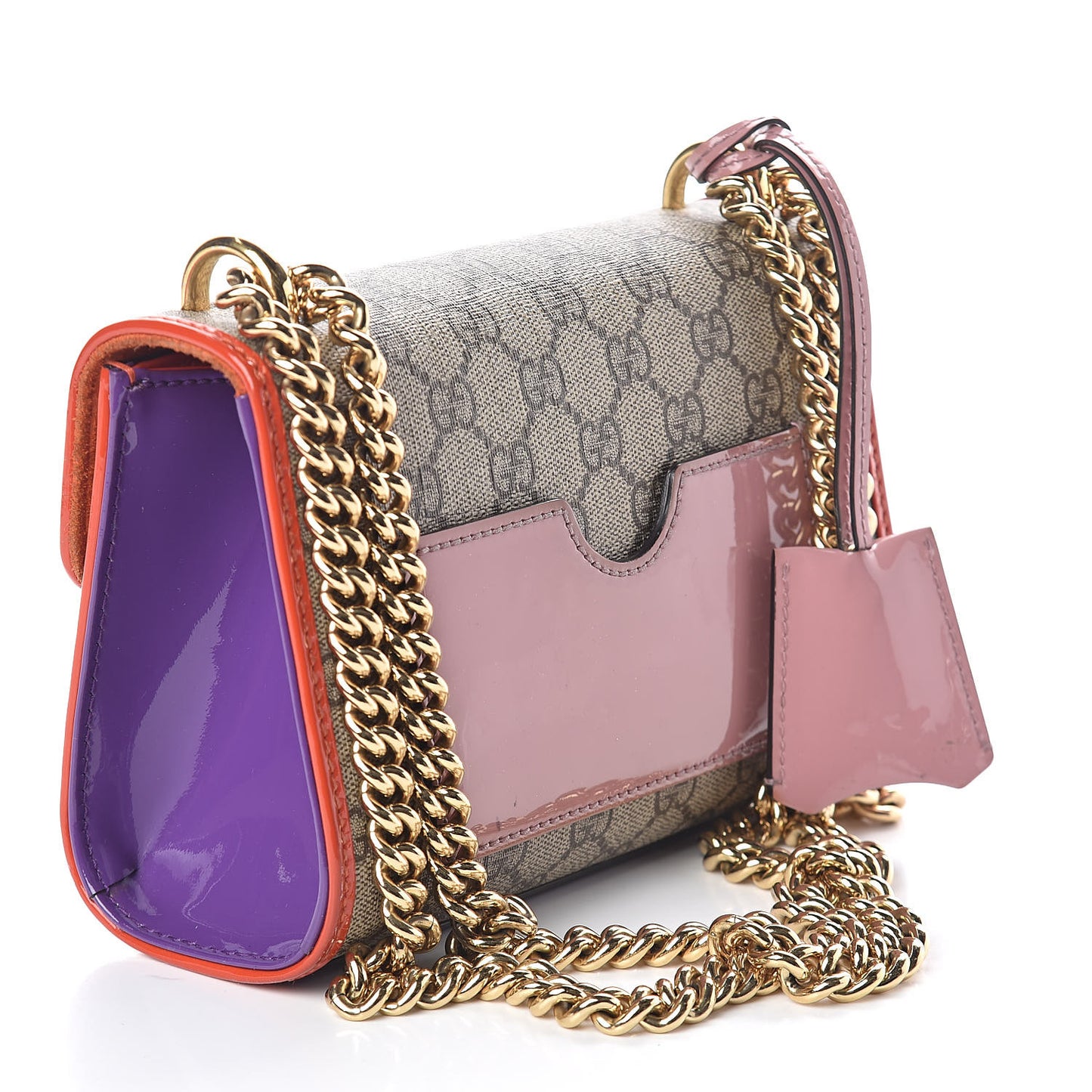 GG Supreme Monogram Patent Small Padlock Shoulder Bag Multicolor