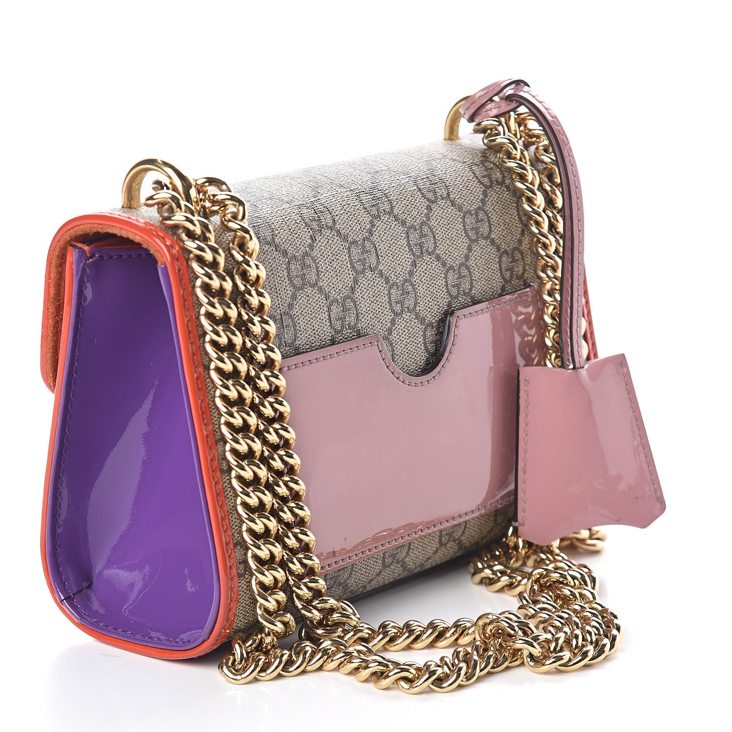 Gucci GG Supreme Monogram Patent Small Padlock Shoulder Bag Multicolor 3 of 13