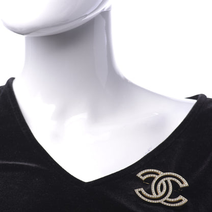 Chanel Crystal CC Brooch Light Gold 2 of 5