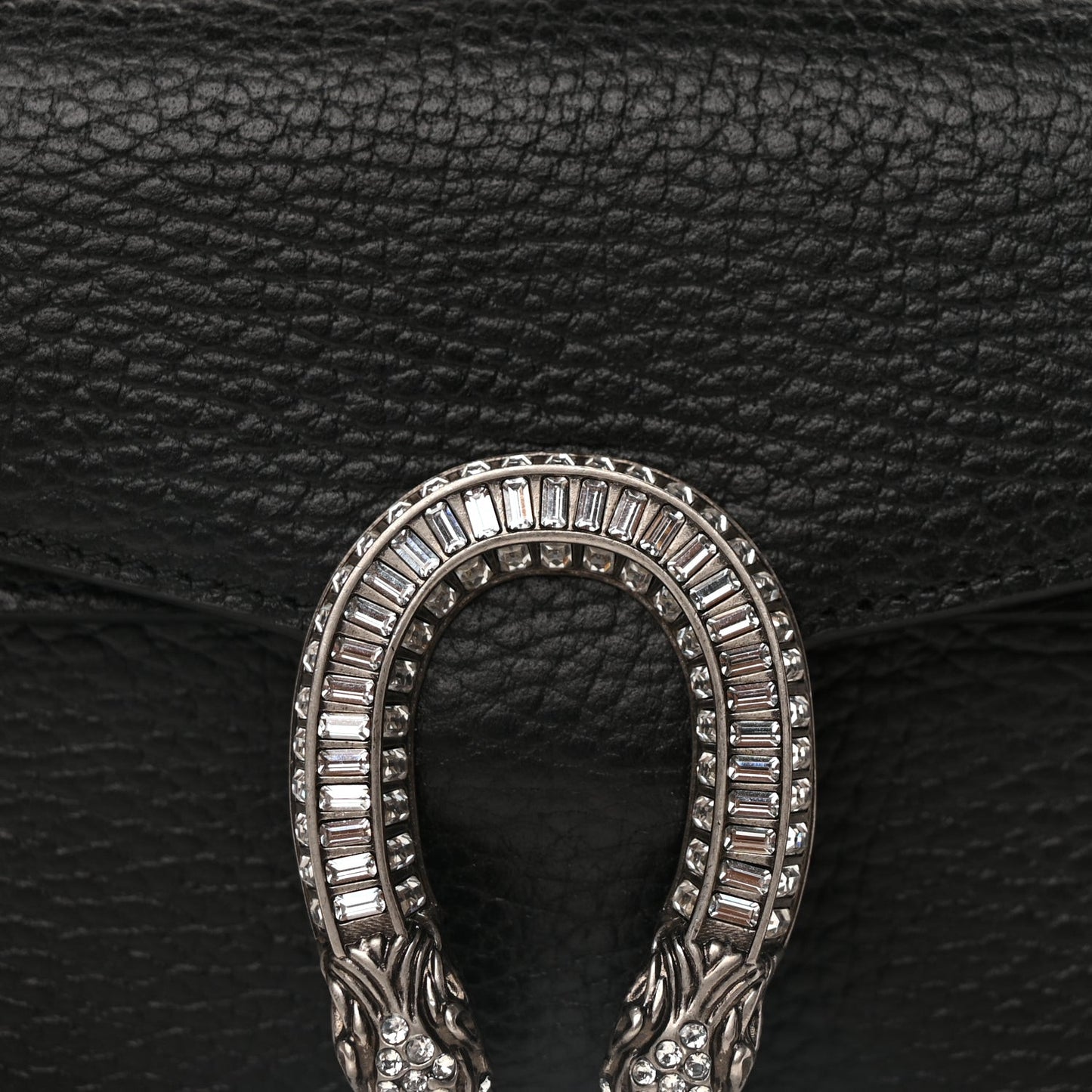Dollar Calfskin Crystal Mini Dionysus Top Handle Bag Black Crystal