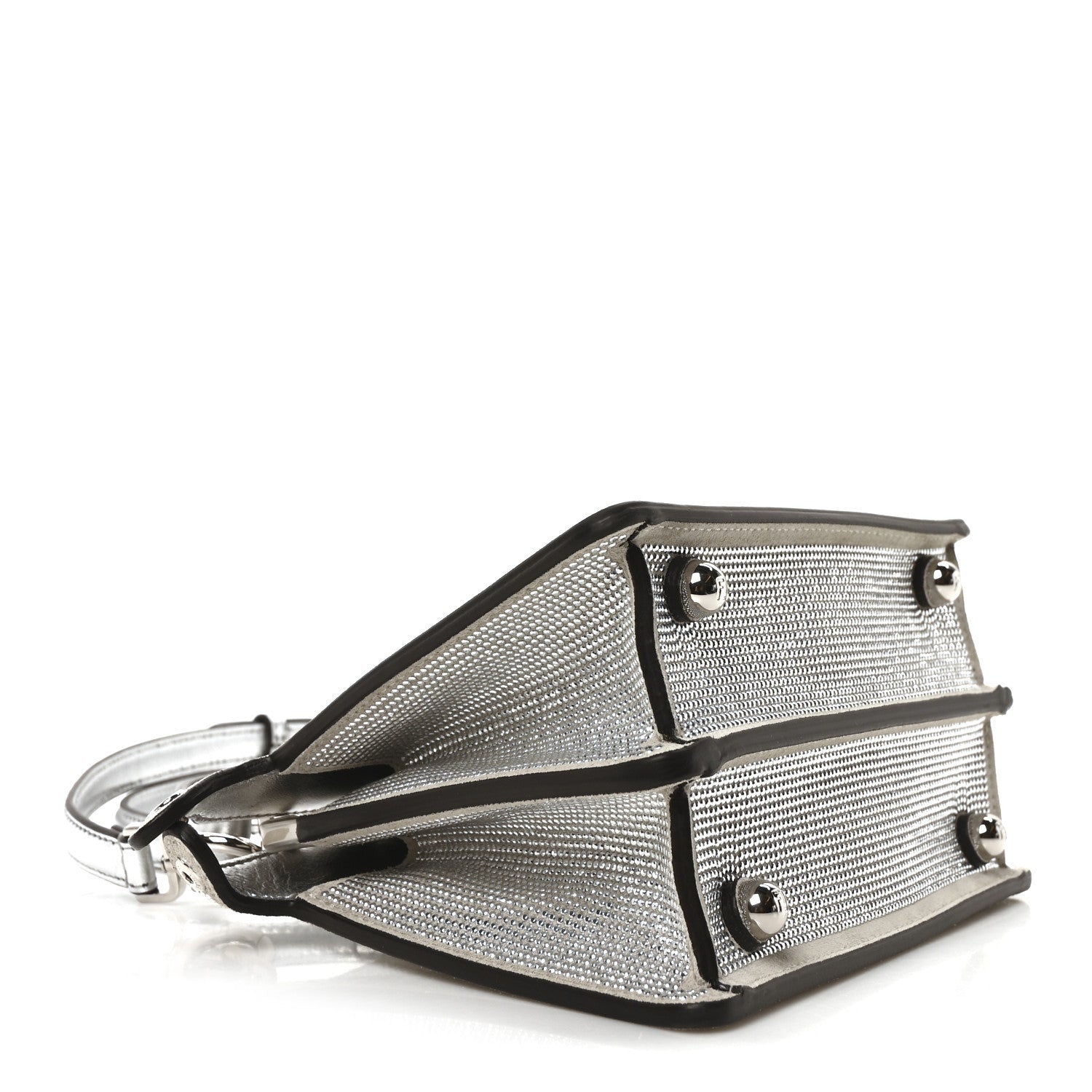 Fendi Crystal Vitello Laminato FF Petite Peekaboo I SEE U Satchel Crystal Argento 4 of 7
