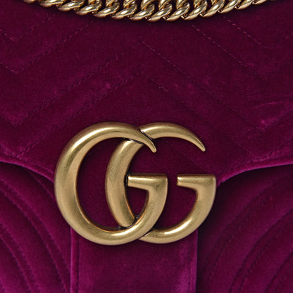 Gucci Velvet Matelasse Medium GG Marmont Shoulder Bag Fuchsia Violet Cyclamen 10 of 10