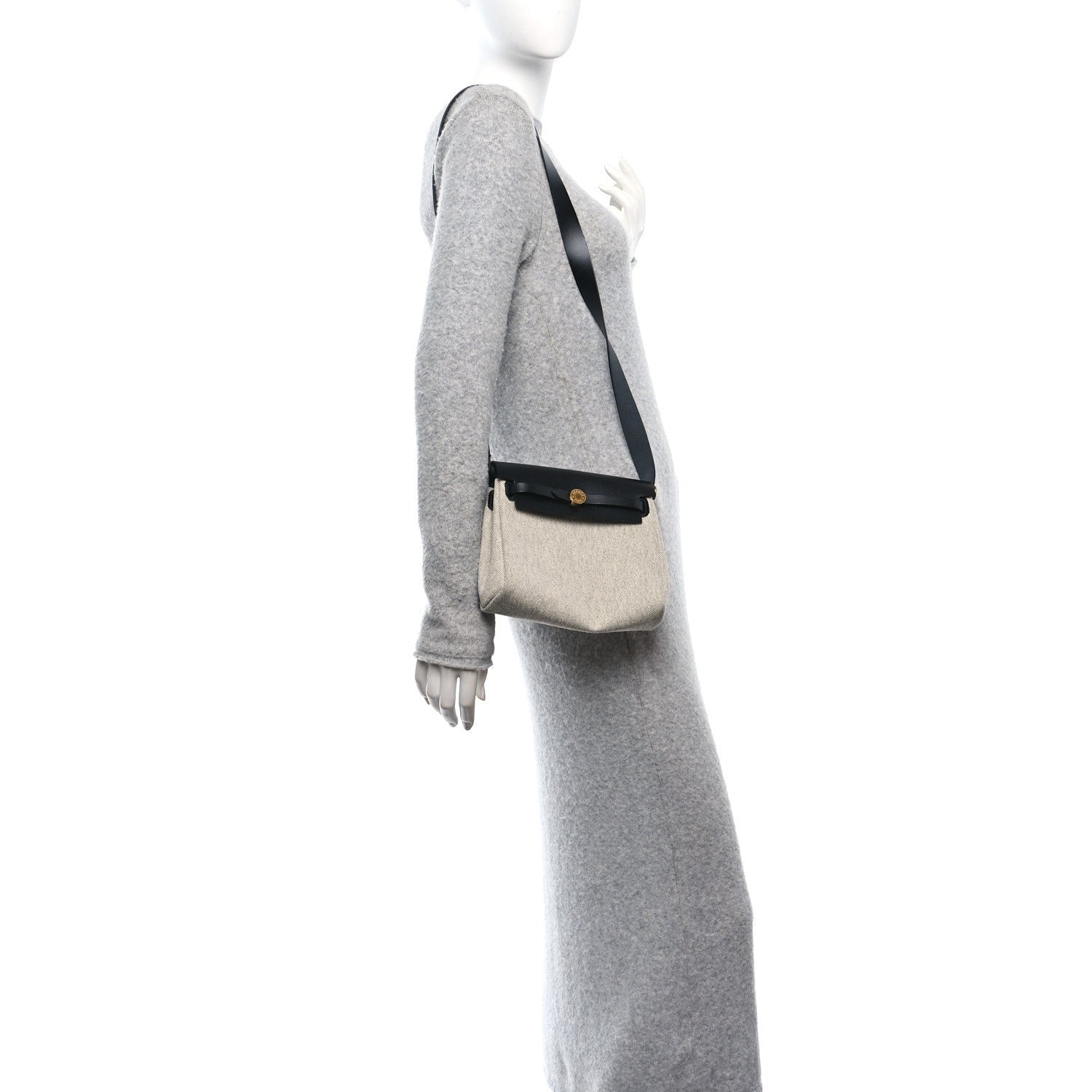 Hermes Military Toile Vache Hunter Herbag Zip Retourne 20 Ecru Black 2 of 7