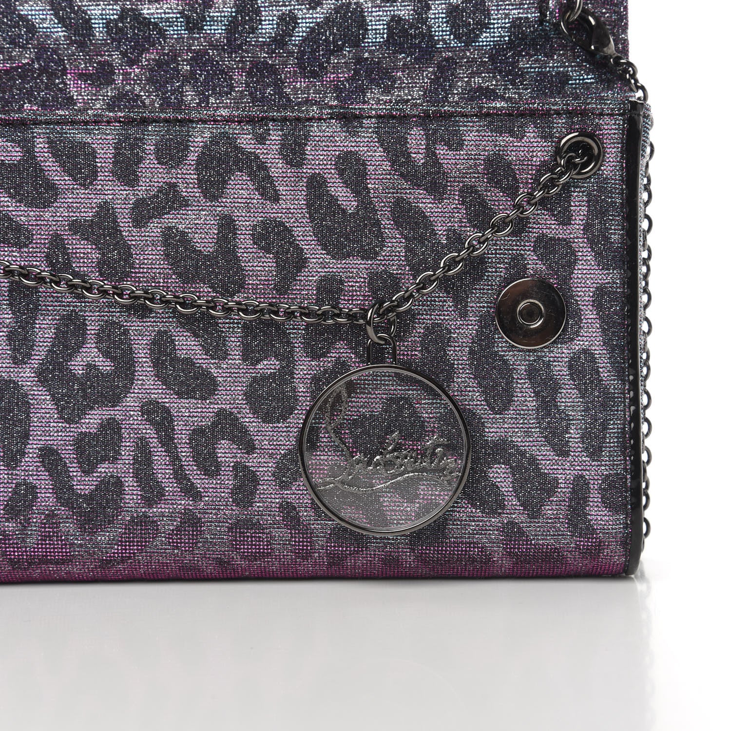 Christian Louboutin Lame Leopard Riviera Clutch Turquoise Violet 9 of 9