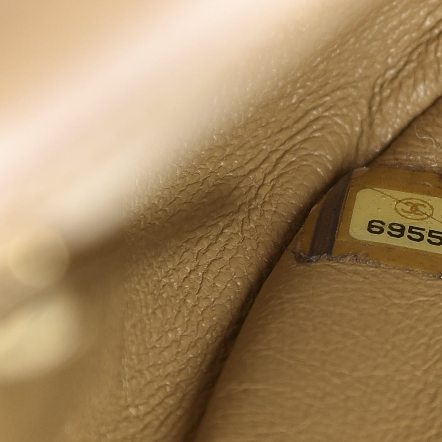 Lambskin Square Double Stitch Flap Beige