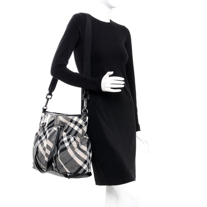 Burberry Nylon Beat Check Diaper Bag Black 2 of 10