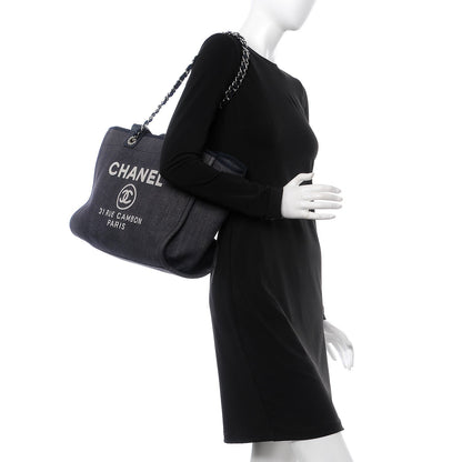 Chanel Canvas Medium Deauville Tote Dark Blue 2 of 9
