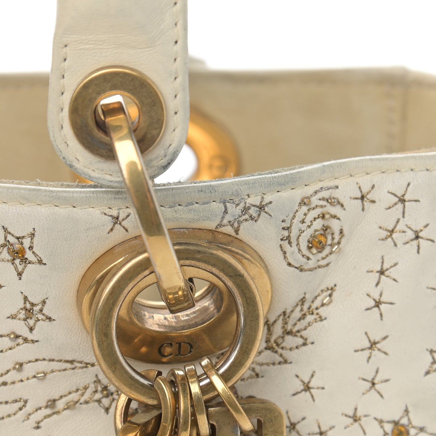 Embroidered Medium Lady Dior White Multicolor