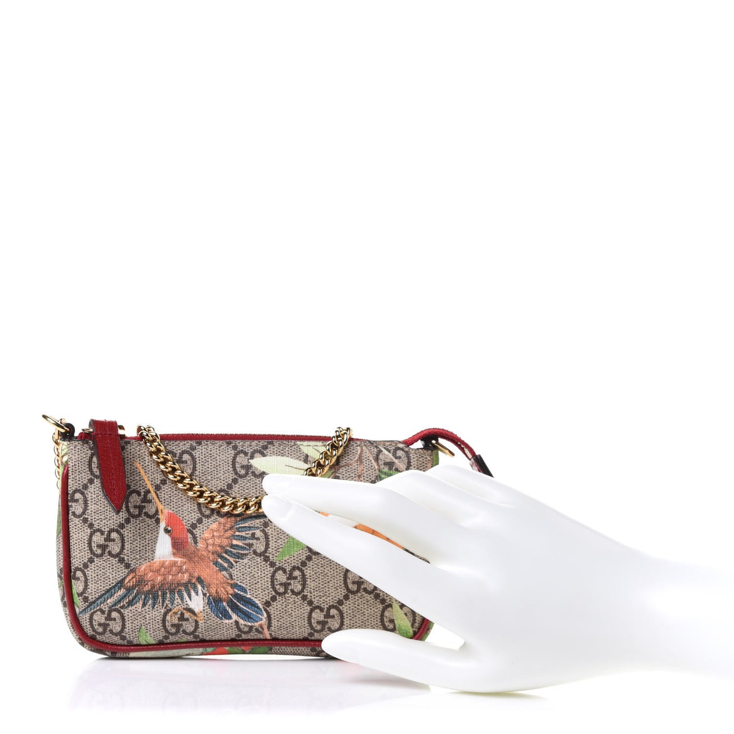 GG Supreme Monogram Tian Mini Chain Bag Beige Multicolor Red