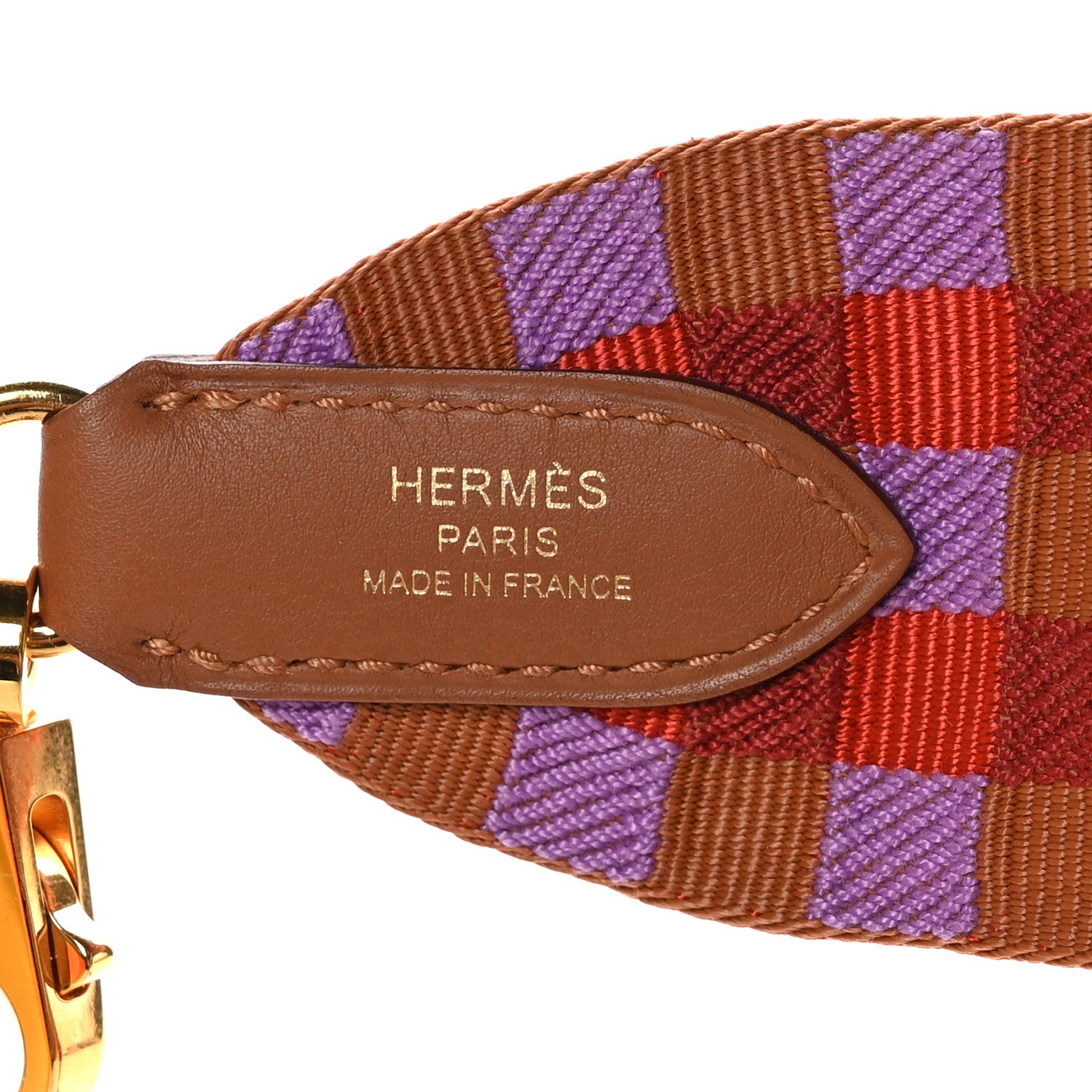Hermes Toile Swift 50mm Maxi Quadrille Shoulder Strap Capucine Parme Rouge Duchess Gold 5 of 6