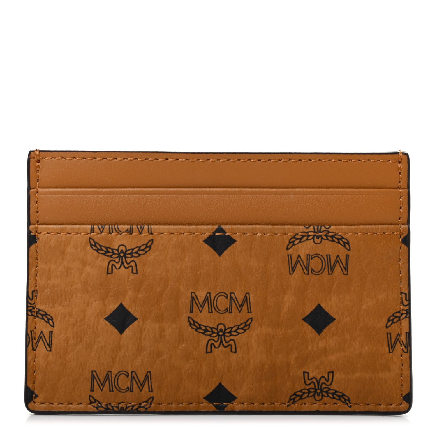 MCM Calfskin Visetos Mini Card Case Cognac 1 of 6