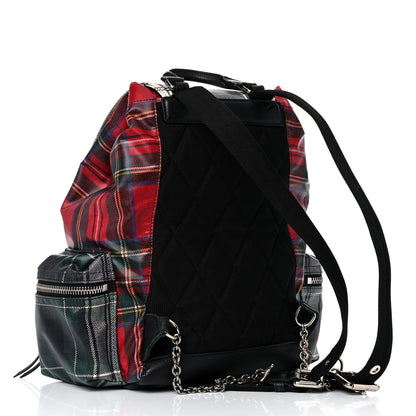 Burberry Laminated Tartan Patchwork Medium Rucksack Backpack Military Red 3 of 18