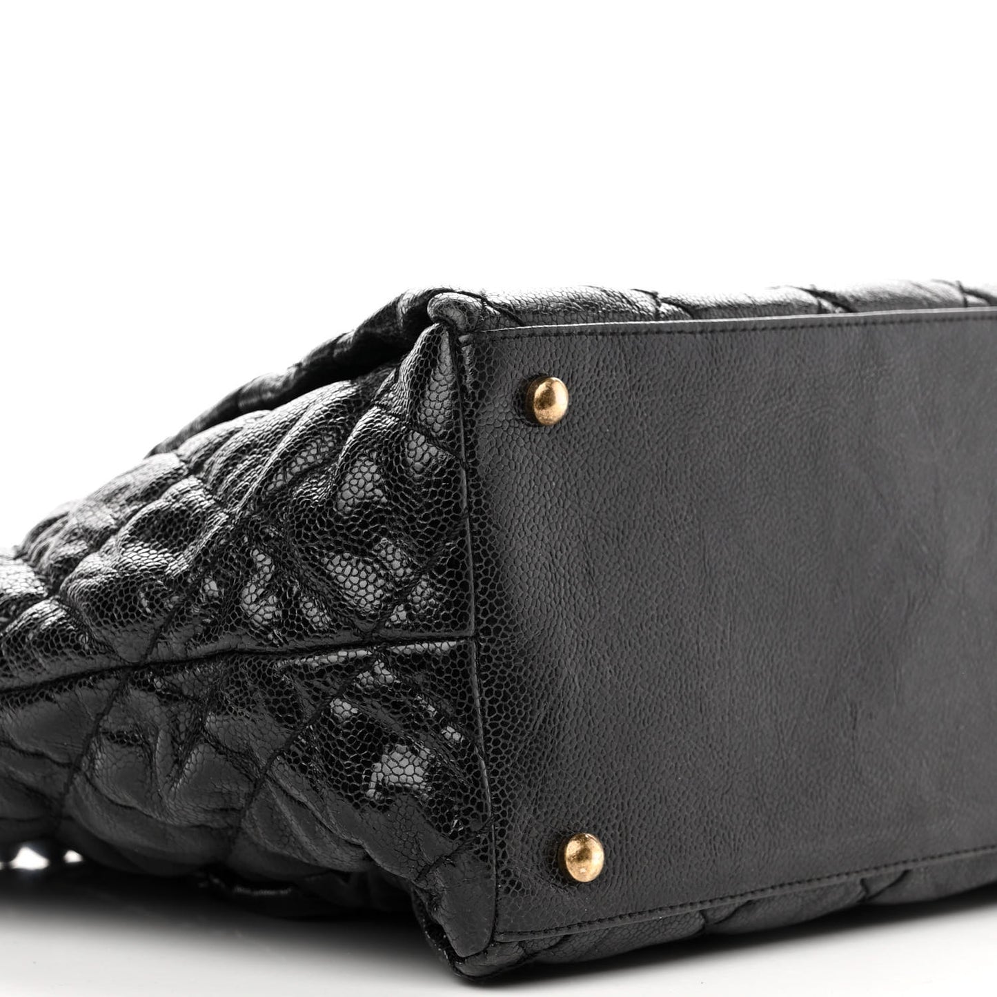 Glazed Caviar Coco Pleats Tote Black