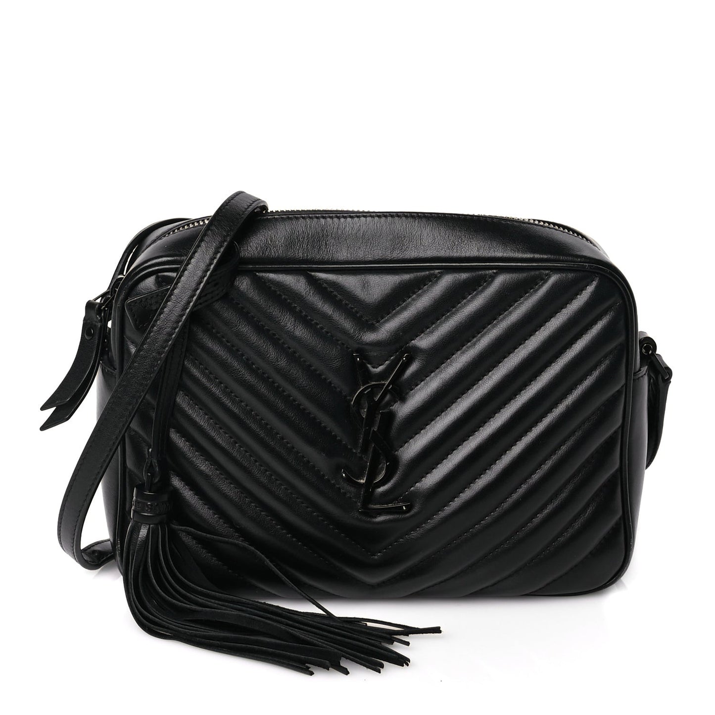 Calfskin Matelasse Monogram Monochrome Lou Camera Bag Black