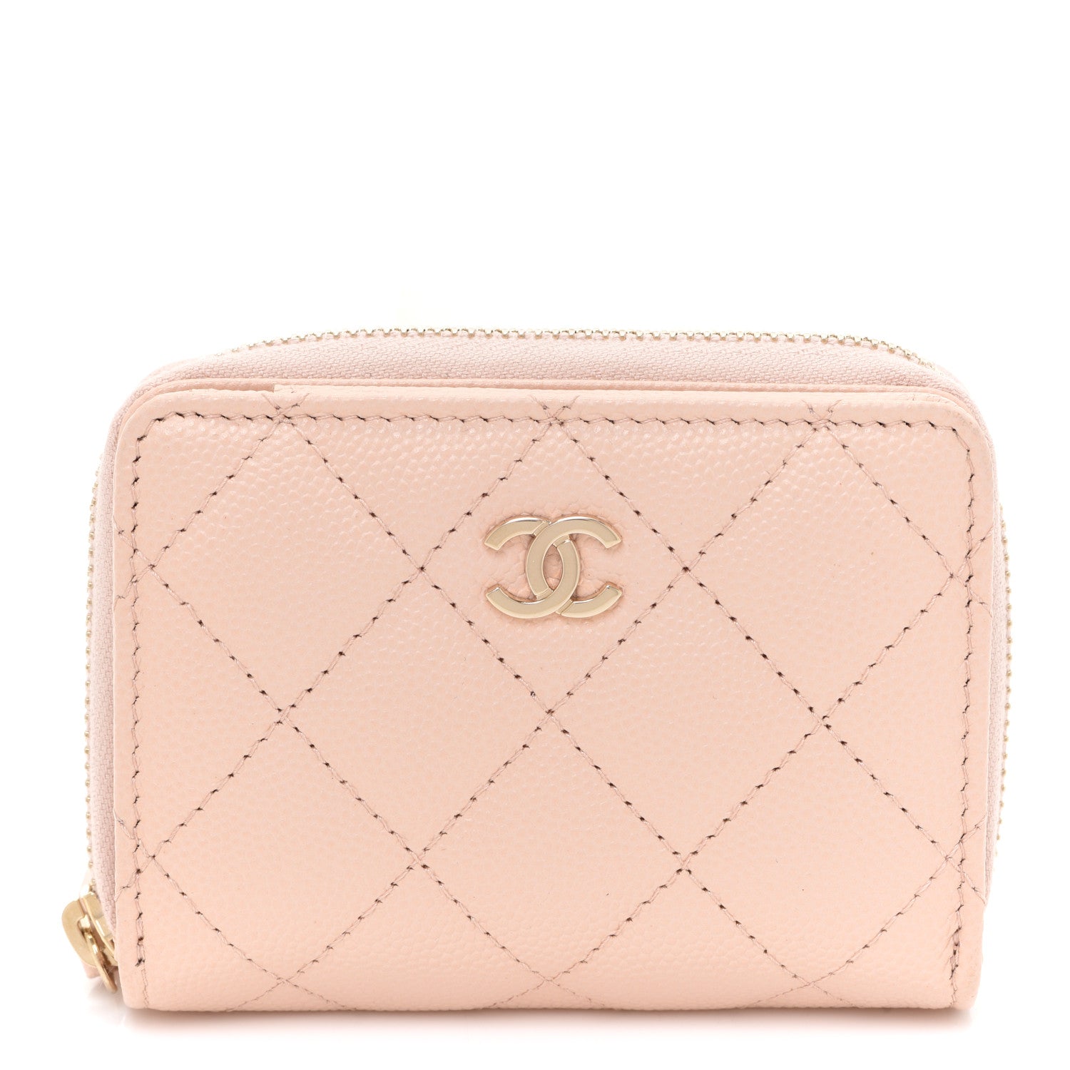 Chanel Caviar Quilted Compact Zipped Wallet Beige 1 of 9