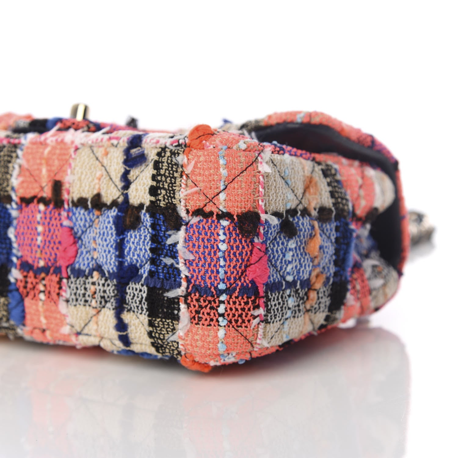 Chanel Tweed Quilted Mini Rectangular Flap Blue Orange Yellow 8 of 10
