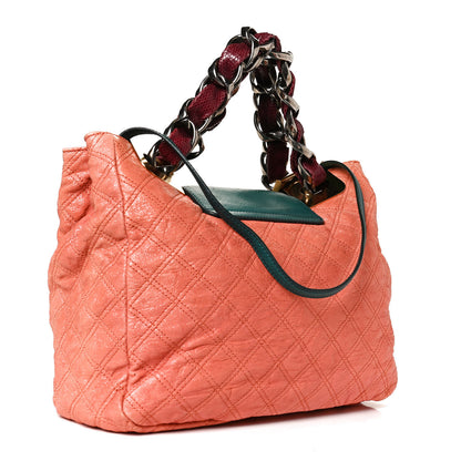 Marc Jacobs Calfskin Snakeskin Quilted Flap Pink Multicolor 3 of 12