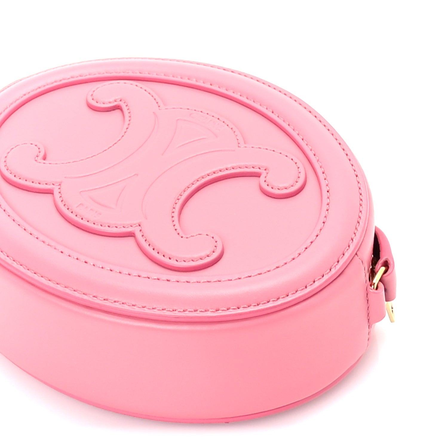 Celine Smooth Calfskin Cuir Small Triomphe Oval Crossbody Purse  Pink 8 of 8