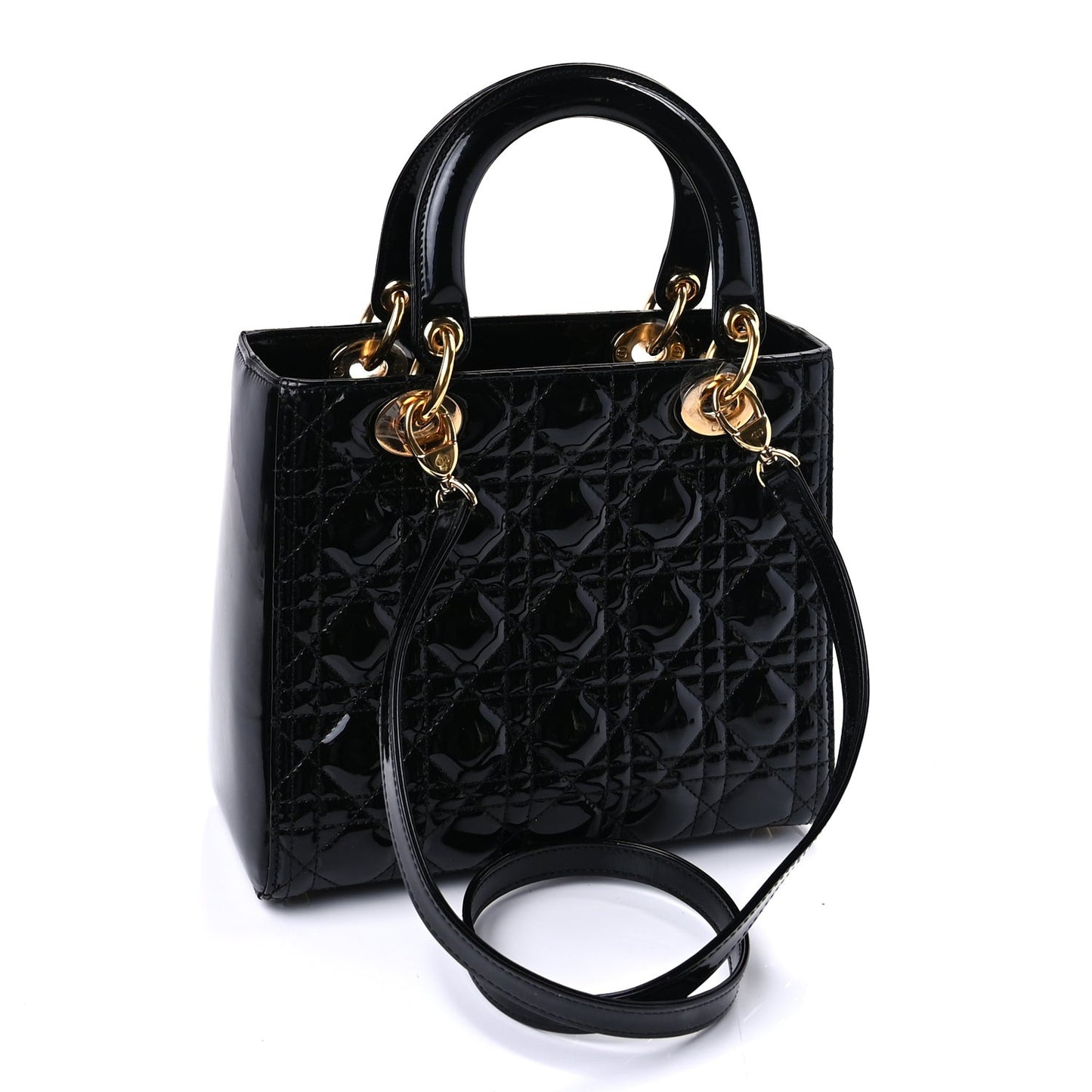Patent Cannage Medium Lady Dior Black