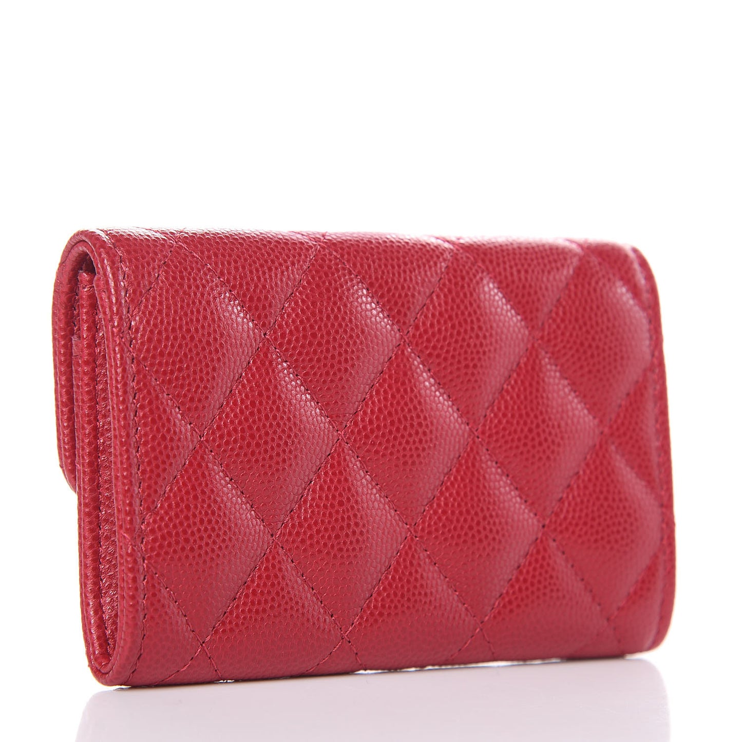 Caviar Quilted Flap Card Holder Pink
