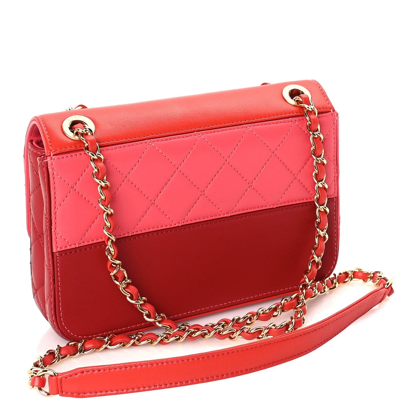 Lambskin Calfskin Quilted Shoulder Flap Bag  Red