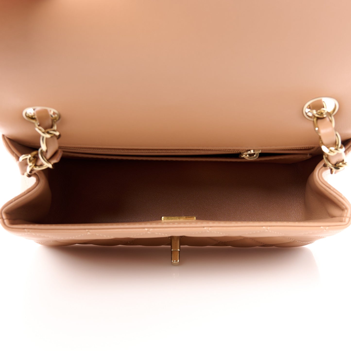 Lambskin Quilted Mini Rectangular Flap Brown