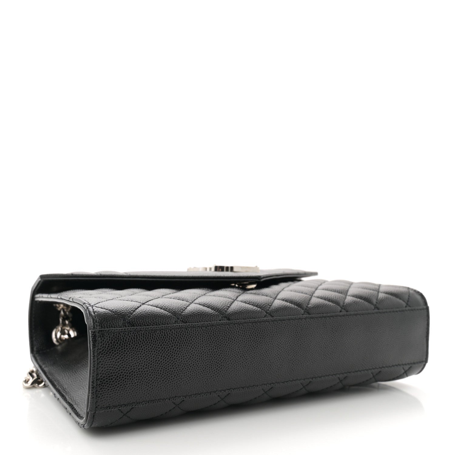 Saint Laurent Grain De Poudre Textured Mixed Matelasse Triquilt Medium Monogram Satchel Black 4 of 7