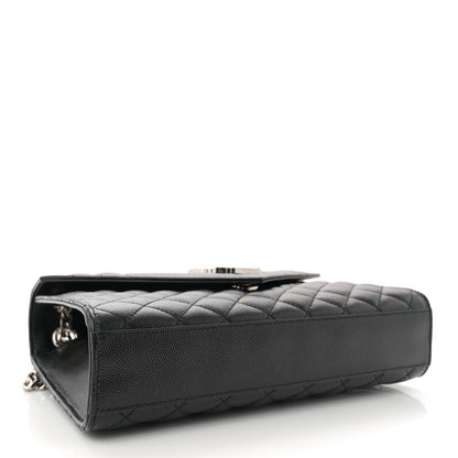 Saint Laurent Grain De Poudre Textured Mixed Matelasse Triquilt Medium Monogram Satchel Black 4 of 7
