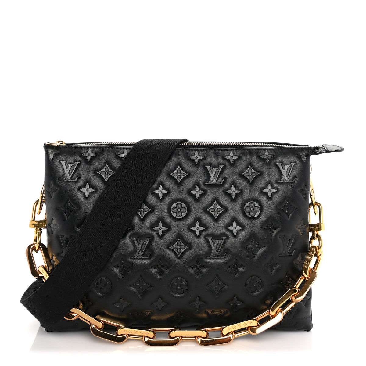 Lambskin Embossed Monogram Coussin MM Black